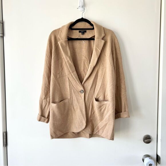 NEW J .Crew Cecile Relaxed Button Front Wool Sweater Blazer in Camel - Picture 5 of 8